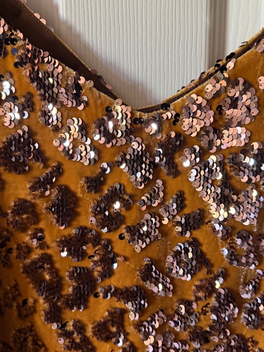 ♥️ RO + DE Sequin Leopard Print Cami Tank Top - Mustard ANTHROPOLOGIE SEQUIN - Picture 5 of 16